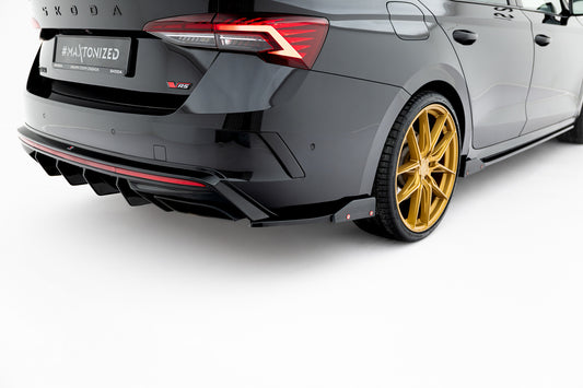 Rear Side Splitters V.4 + Flaps Skoda Octavia RS Combi / Liftback Mk4 / Mk4 Facelift