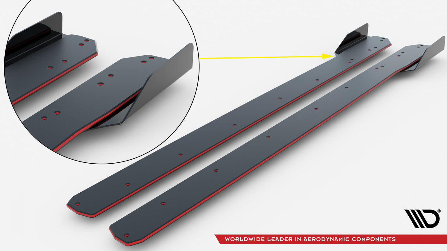 Street Pro Side Skirts Diffusers + Flaps Volkswagen Golf R / R-Line Mk7 Facelift