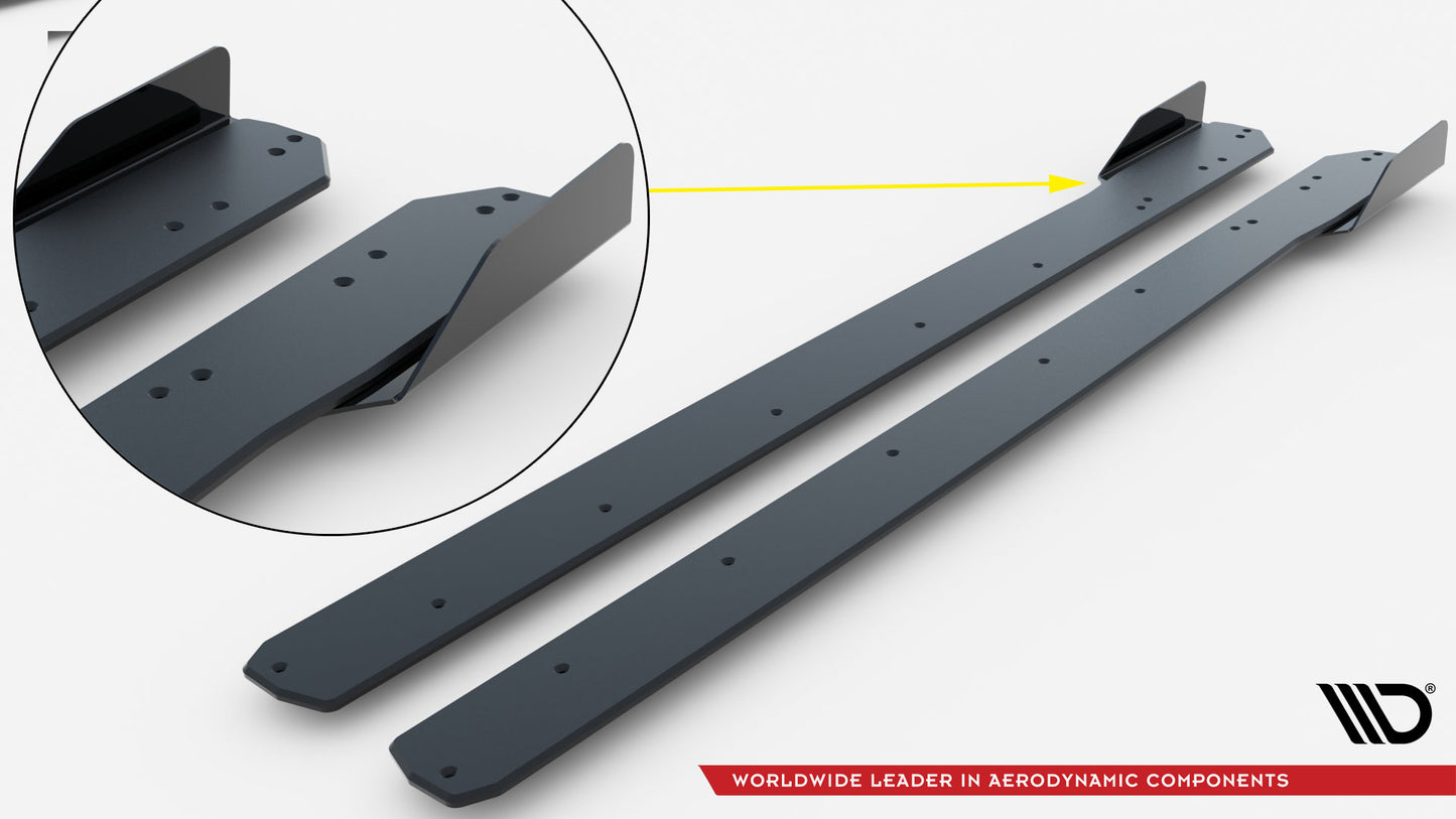 Street Pro Side Skirts Diffusers + Flaps Volkswagen Golf R / R-Line Mk7 Facelift